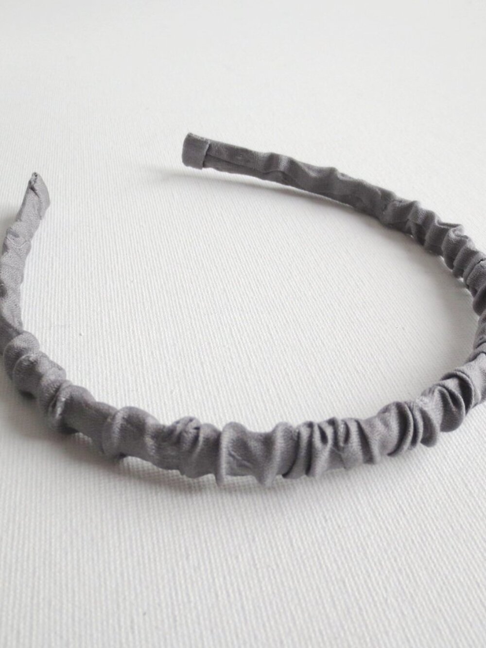 Handmade New Headband in Light Grey Silk